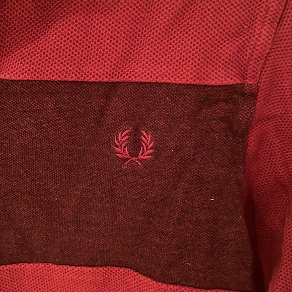 Fred Perry burgundy polo with big stripes size small slim fit - Picture 2 of 6